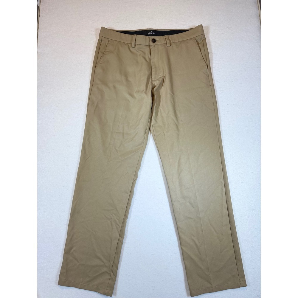 Haggar H26 Men's Tan Chino Flat Front Pants Size 36x32
